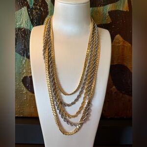Goldette Vintage Two-Tone Multi Strand Necklace